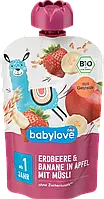 Детское фруктовое пюре babylove Bio Erdbeere & Banane in Apfel mit Müsli с 1 года, 100 гр