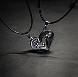 Парні підвіски I Love you кулони для закоханих дві половинки серця, фото 3