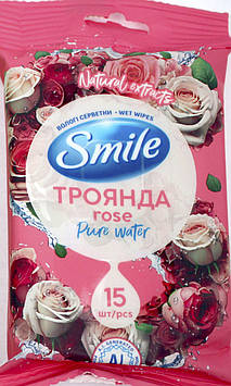 Серветки вологі "New Smile Daily" (15шт) Троянда №2219(52)