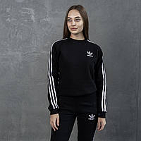 Світшот жіночий зимовий Adidas (Адідас) чорний | Спортивна кофта Толстовка тепла флісова ЛЮКС якості