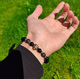 Браслет із шунгіту вулканічного каменю LION лев із левом вулканічний камінь, фото 2