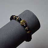 Браслет із шунгіту вулканічного каменю LION лев із левом вулканічний камінь, фото 3