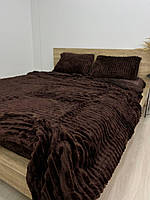 Велюрова постільна білизна євро 200х220 Colorful Home Шарпей королівський Коричневий