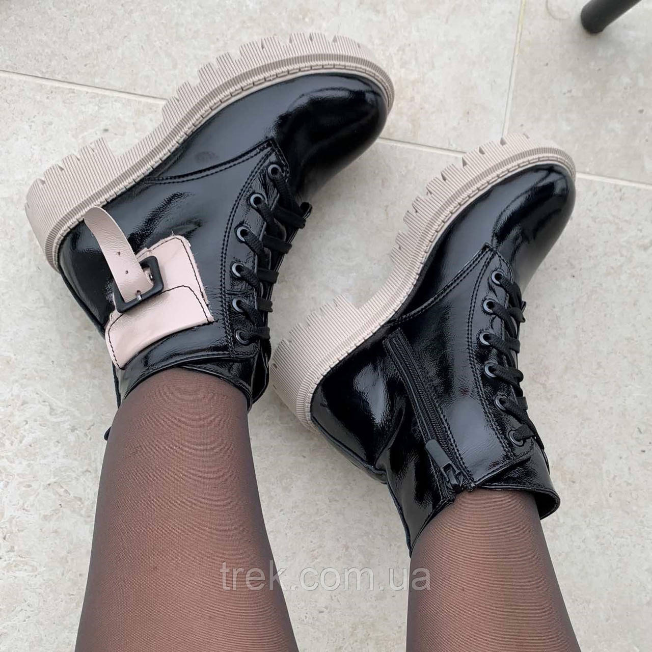 Черевики жіночі шкіряні лакові чорні /23254/ 35р, фото 1