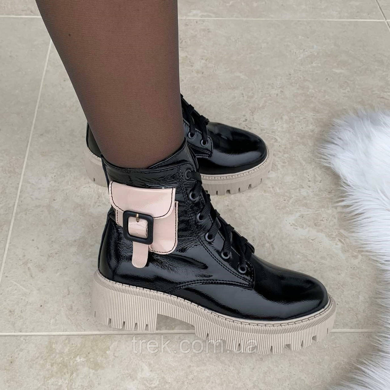Черевики жіночі шкіряні лакові чорні /23254/ 36р, фото 1