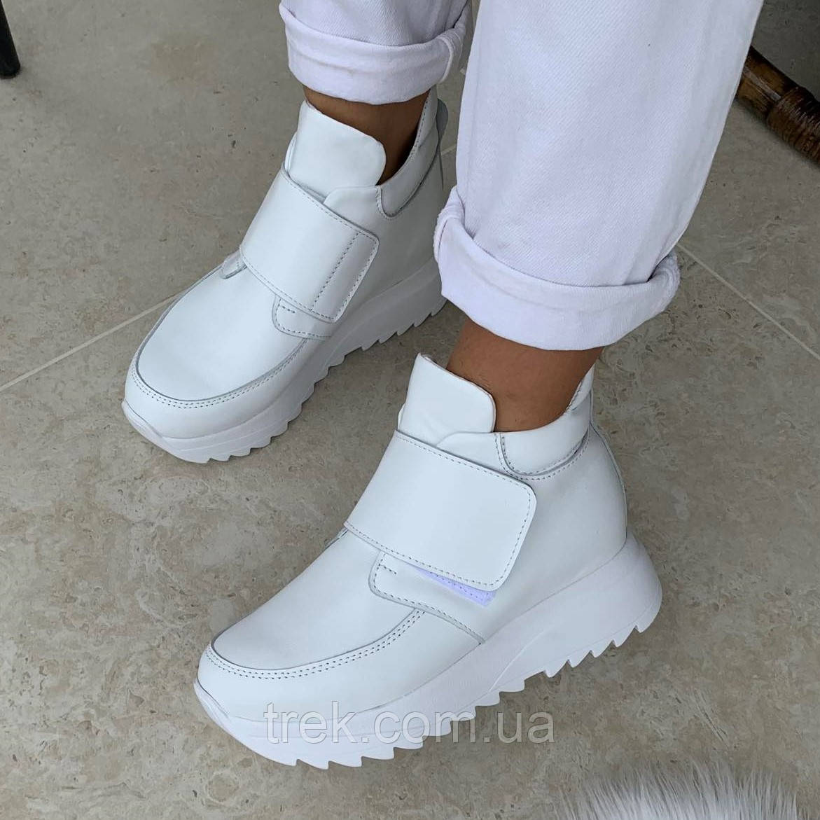Кросівки жіночі шкіряні білі демі /23255/ 40р, фото 1