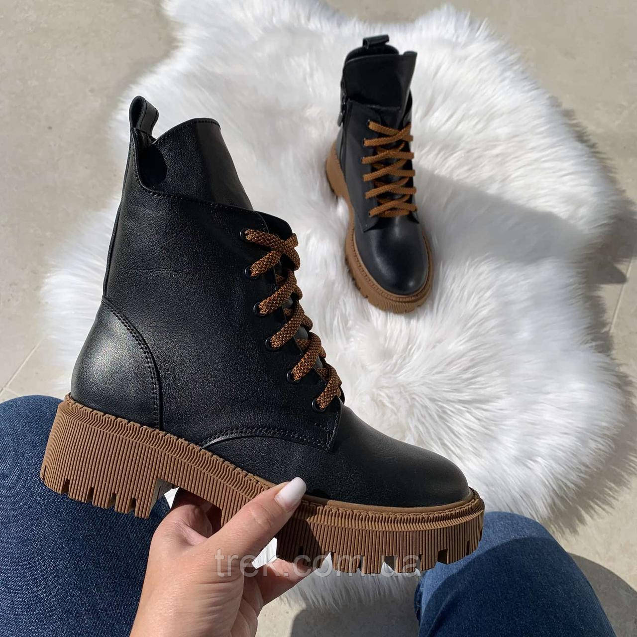 Черевики жіночі шкіряні чорні /23278/ 34р, фото 1