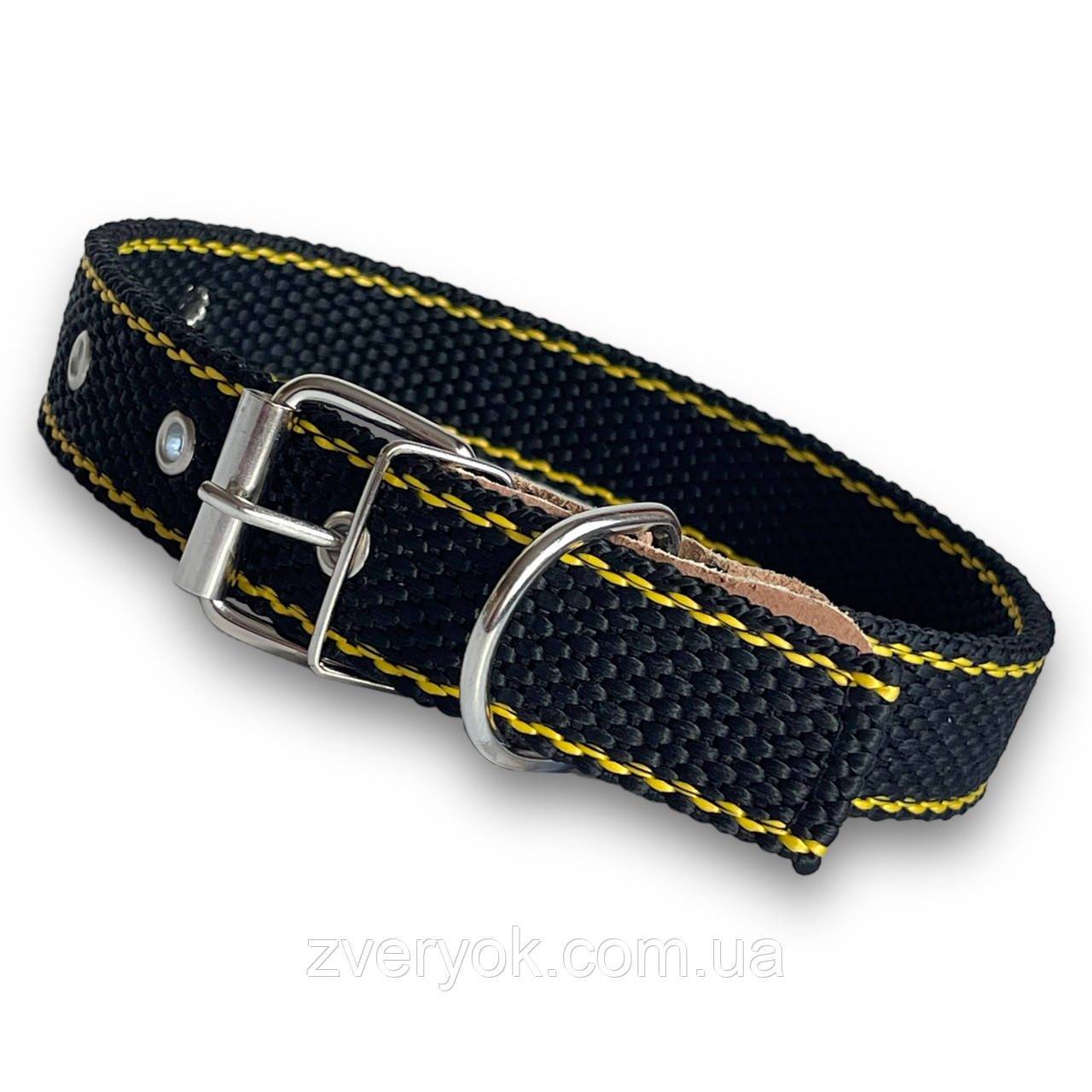 Нашийник нейлоновий подвійний для собак, Чорний. Нейлонові нашийники для собак 30 мм, обхват шиї 41 - 55 см