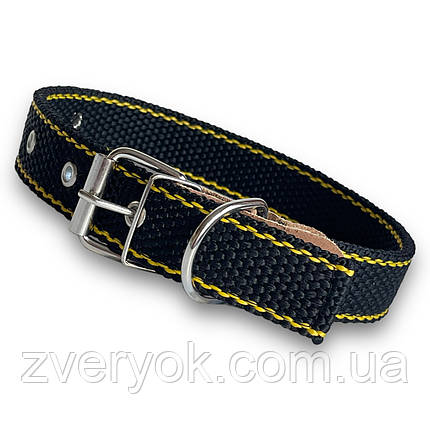 Нашийник нейлоновий подвійний для собак, Чорний. Нейлонові нашийники для собак 30 мм, обхват шиї 41 - 55 см, фото 1