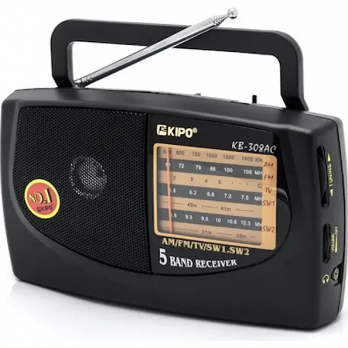 Радіоприймач радіо FM ФМ KIPO KB-308AC Чорний