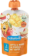 Дитяче фруктове пюре з 1 року babylove Bio Apfel & Mango in Pfirsich mit Hafer, 100 гр