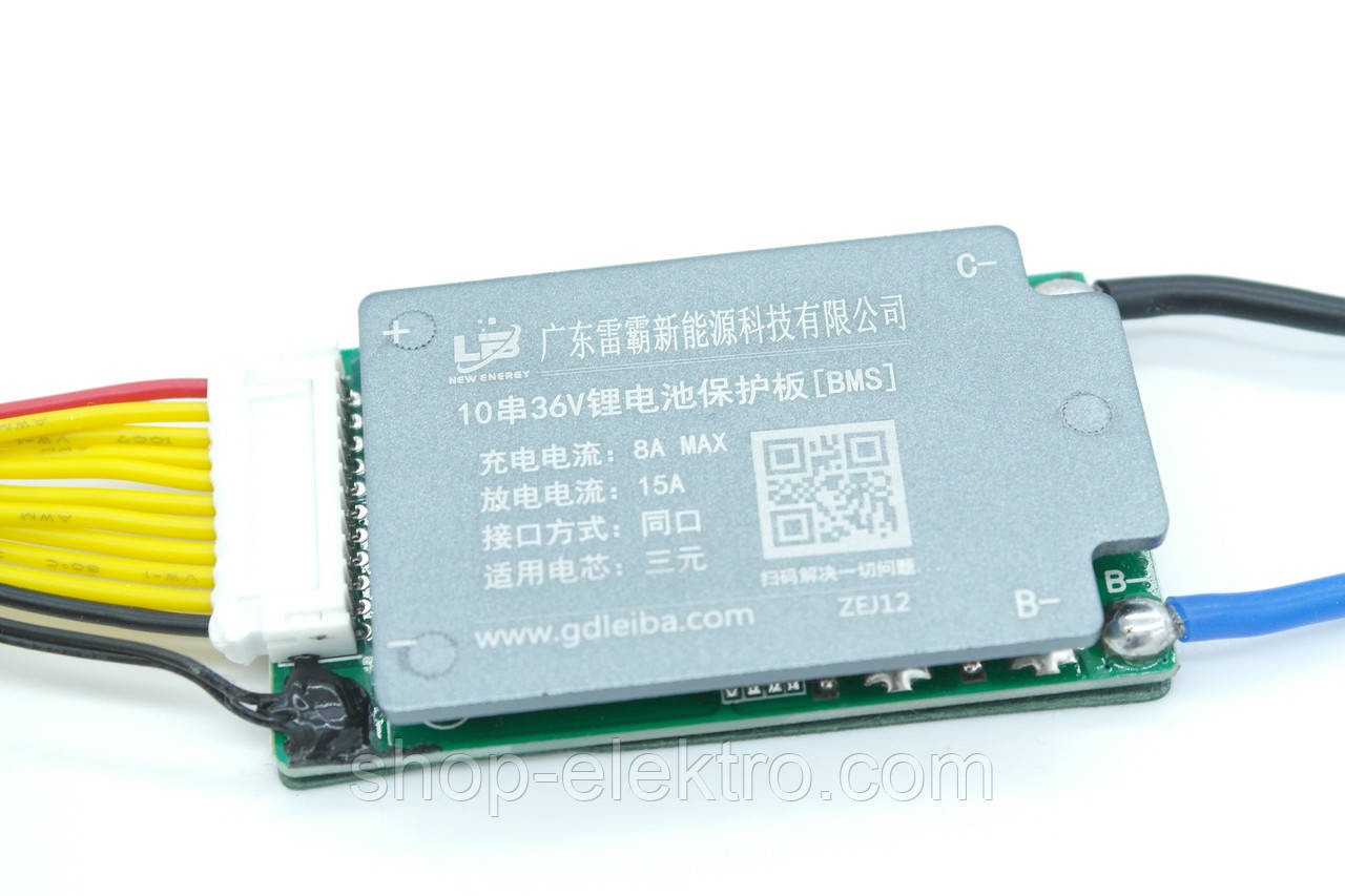 Leiba BMS 10S Li-ion 36V 15А з балансуванням, симетрична, фото 1