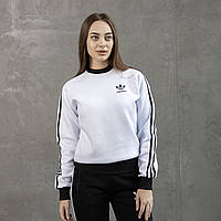 Свитшот женский зимний Adidas (Адидас) белый | Спортивная кофта Толстовка теплая флисовая ЛЮКС качества