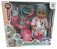 Пупс функциональный Tutu Baby 9592 (10 звуков, звуковые эффекты) Кукла Беби Борн, Интерактивный пупс