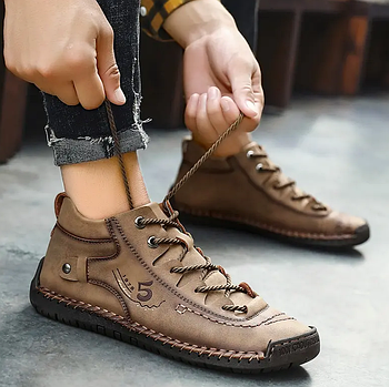 Осінні чоловічі шкіряні черевики виготовлені з довговічної PU шкіри стійкі до розривів 44р хакі