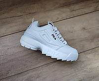 Кросівки Fila БІЛІ на високій підошві шкіряні унісекс