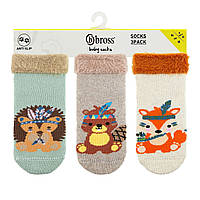 Дитячі махрові шкарпетки 0-6 12-18 міс зі стоперами для малюка теплі зимові носки махра для новонароджених BROSS