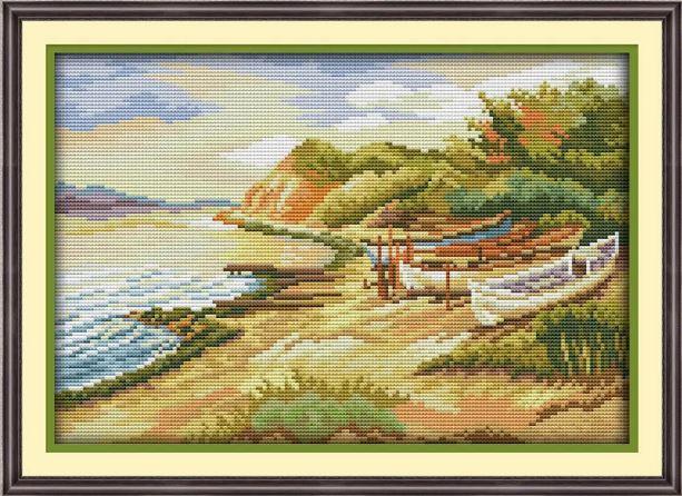 Набір для вишивання за нанесеною на канву схемою "Seaside" .AIDA 14CT printed, 36*27 см