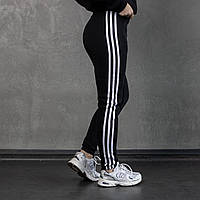 Спортивні штани жіночі зимові Adidas теплі з начосом чорні | Штани флісові зима ЛЮКС якості