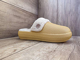 Тапочки-крокси OLIVE оливкові з зйомкою теплою стелькою шлепанці жіночі зима, фото 3