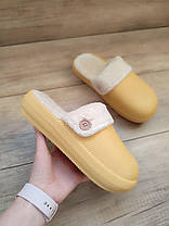 Тапочки-крокси OLIVE оливкові з зйомкою теплою стелькою шлепанці жіночі зима, фото 5