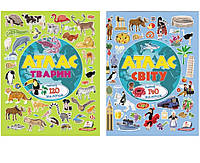 Набор книг: Атлас животных. и Атлас мира. Альбомы с наклейками