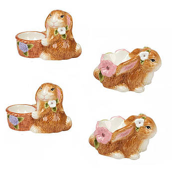 Набір із 4-х керамічних підставок для яєць у вигляді кроликів "Великодній сад" Certified International