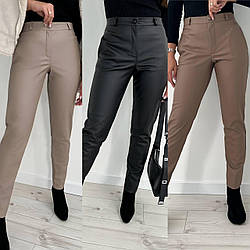 Жіночі штани еко-шкіра на замші 58 (42,44,46,48,50,52) (кольори: бежевий, чорний, мокко) СП