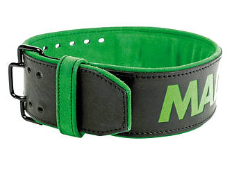 Пояс для важкої атлетики MadMax MFB-302 Quick Release Belt  шкіряний Black/Green L