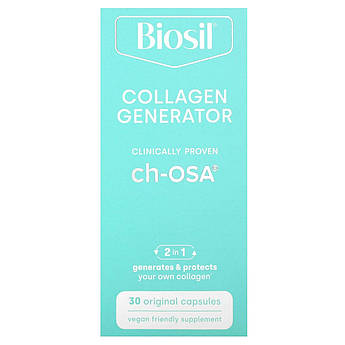 Кремній та холін Natural Factors BioSil Collagen Generator ch-OSA покращене джерело колагену 30 капсул