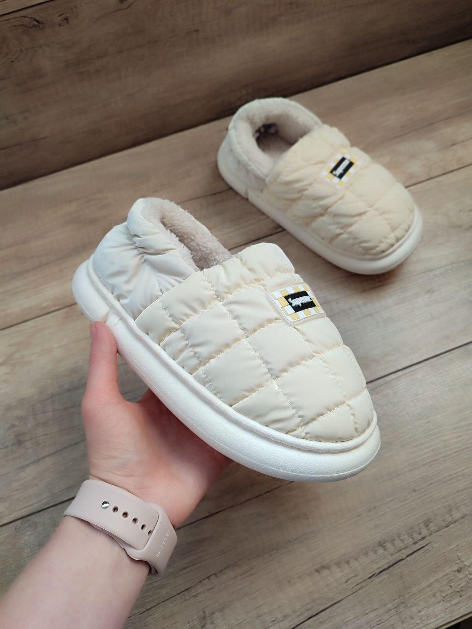 Superme дутики Жовті на хутрі сліпони автоледі зимові уггі короткі