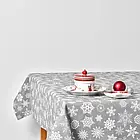 Скатертина новорічна 170х260см  "Сніжинка" сіра, з водовідштовхувальним просоченням, фото 2