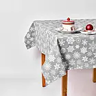 Скатертина новорічна 170х260см  "Сніжинка" сіра, з водовідштовхувальним просоченням, фото 3