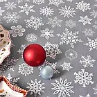 Скатертина новорічна 170х260см  "Сніжинка" сіра, з водовідштовхувальним просоченням, фото 8