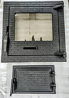 Дверцы для камина 400х400 мм. печные, набор, комплект дверей, со стеклом, барбекю. 400х400 мм.