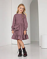 Нарядное детское платье с сумочкой замшевое (98 размер) фрезового цвета