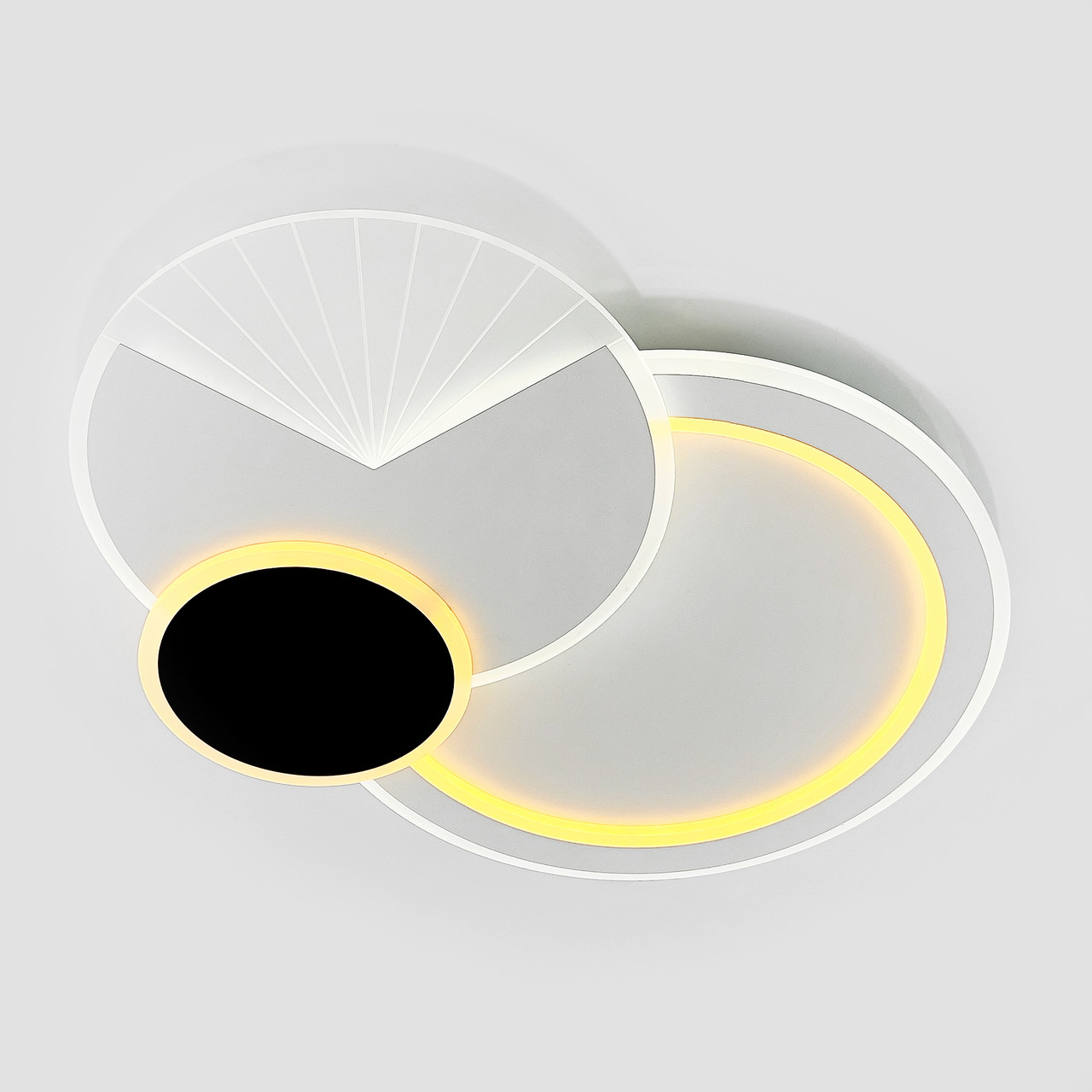 Кругла чорно-біла Led люстра до 18м² з пультом COMETA 90W-3R WHITE/BLACK