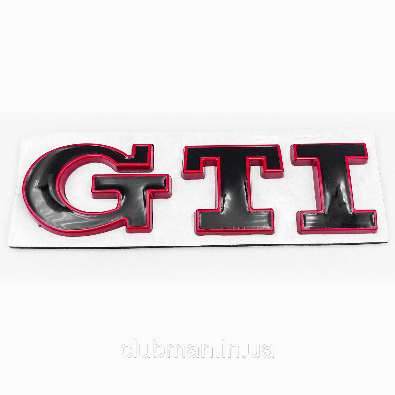 Емблема наклейка GTI VW (Фольцваген) 83 x 24 мм Чорний глянець червоний обідок