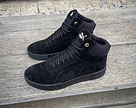 Мужские зимние ботинки Puma замшевые черного цвета на меху