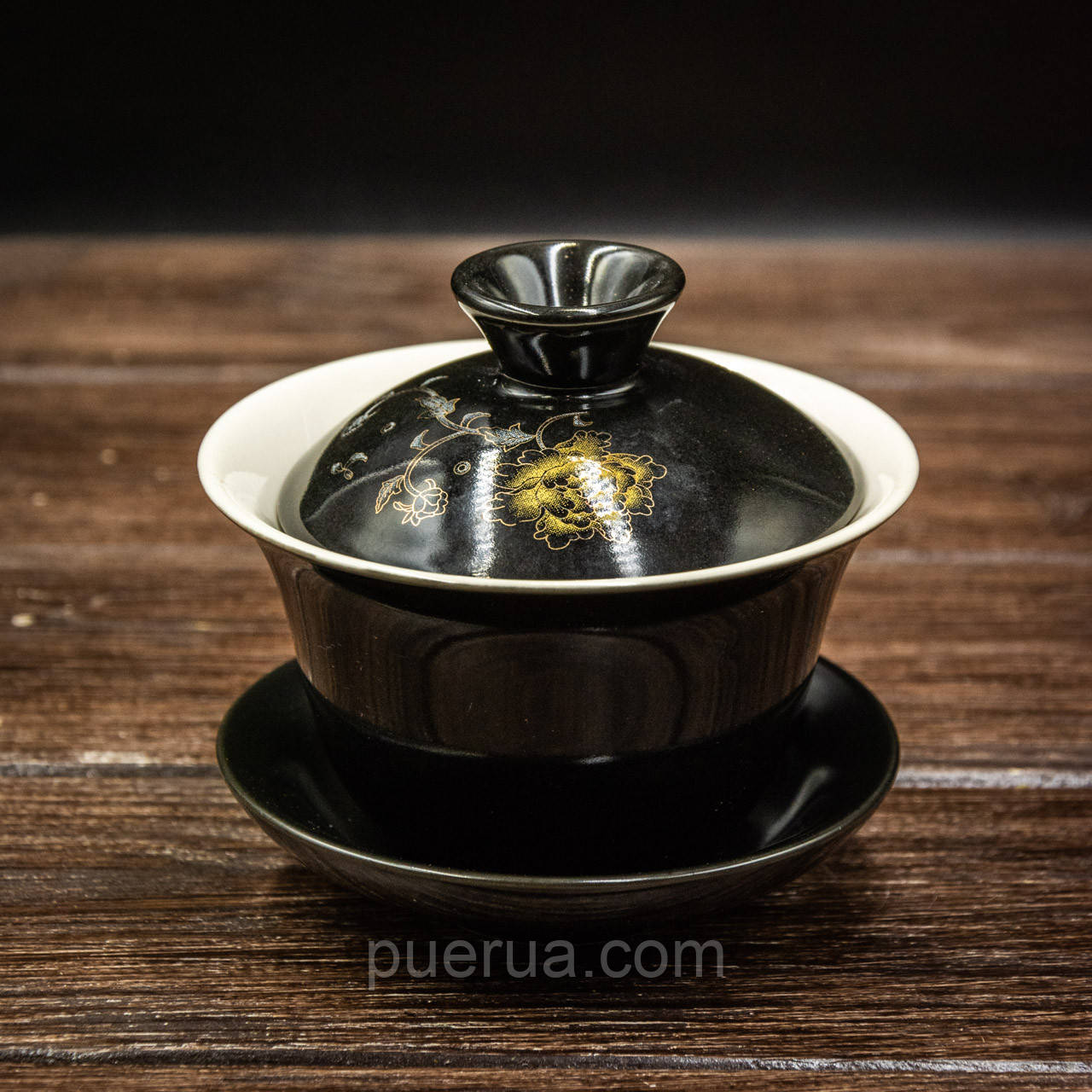 Гайвань порцелянова чорного кольору 140 мл, фото 1