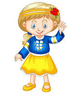 Наклейка для ростовой фигуры "Украиночка девочка в желто-синей вышиванке" 80х46см (без обреза по контуру)