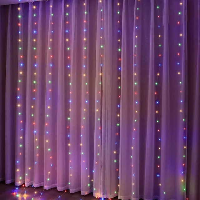 Гірлянда Новорічна Штора 300 LED-лампочок, 3х3 метра, Колір різнокольоровий з пультом