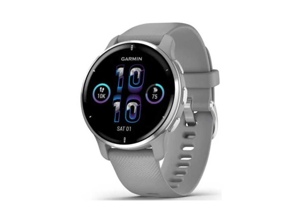 Смарт-годинник Garmin Venu 2 Plus Silver S. Steel Bezel w. Powder G. Case and S. Band (010-02496-00/10)