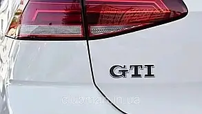 Емблема наклейка GTI VW (Фольцваген) 83 x 24 мм Красный + хром ободок, фото 5
