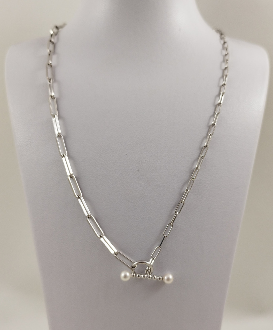 Кольє срібне з перлами CLT10887U, фото 1