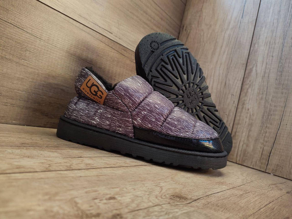 Дутики UGG уги автоледі сліпони мокасини зимові низькі жіночі з хутром, фото 1
