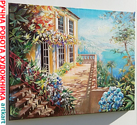Картина маслом море квіти на холсті Картина гори міський пейзаж олія полотно Картина живопис художника Подарунок мамі жінці кумі
