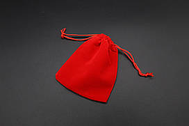 Подарунковий мішечок з оксамиту на затяжках 10х12см червного кольору