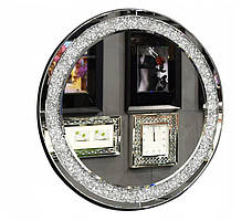 Дзеркало Glamour кругле з кришталевою рамою 60 x 60 см