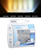 Галогенные лампы в фару авто H7 12V 55 W BREVIA Power White+60% 4300K 2 штуки